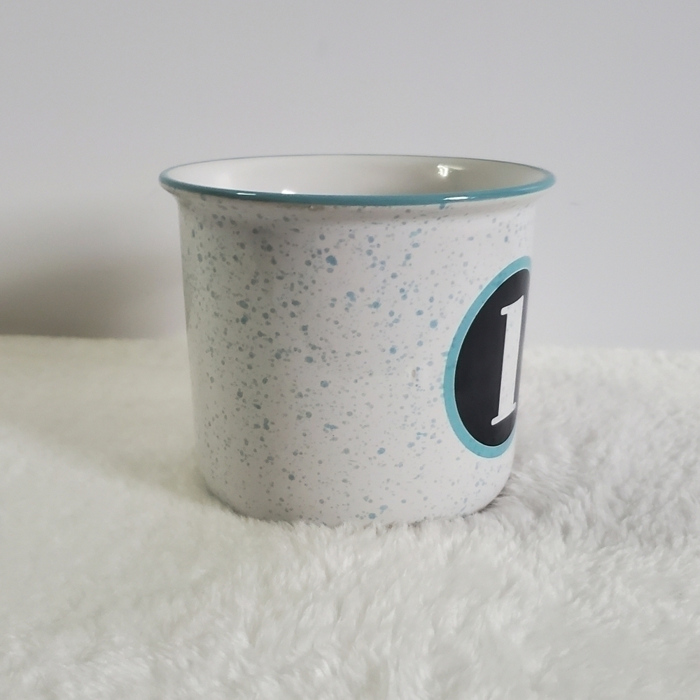 Clay Art Monogrammed I White Light Blue Teal Coffee Cup Mug 13 Oz - Picture 6 of 9